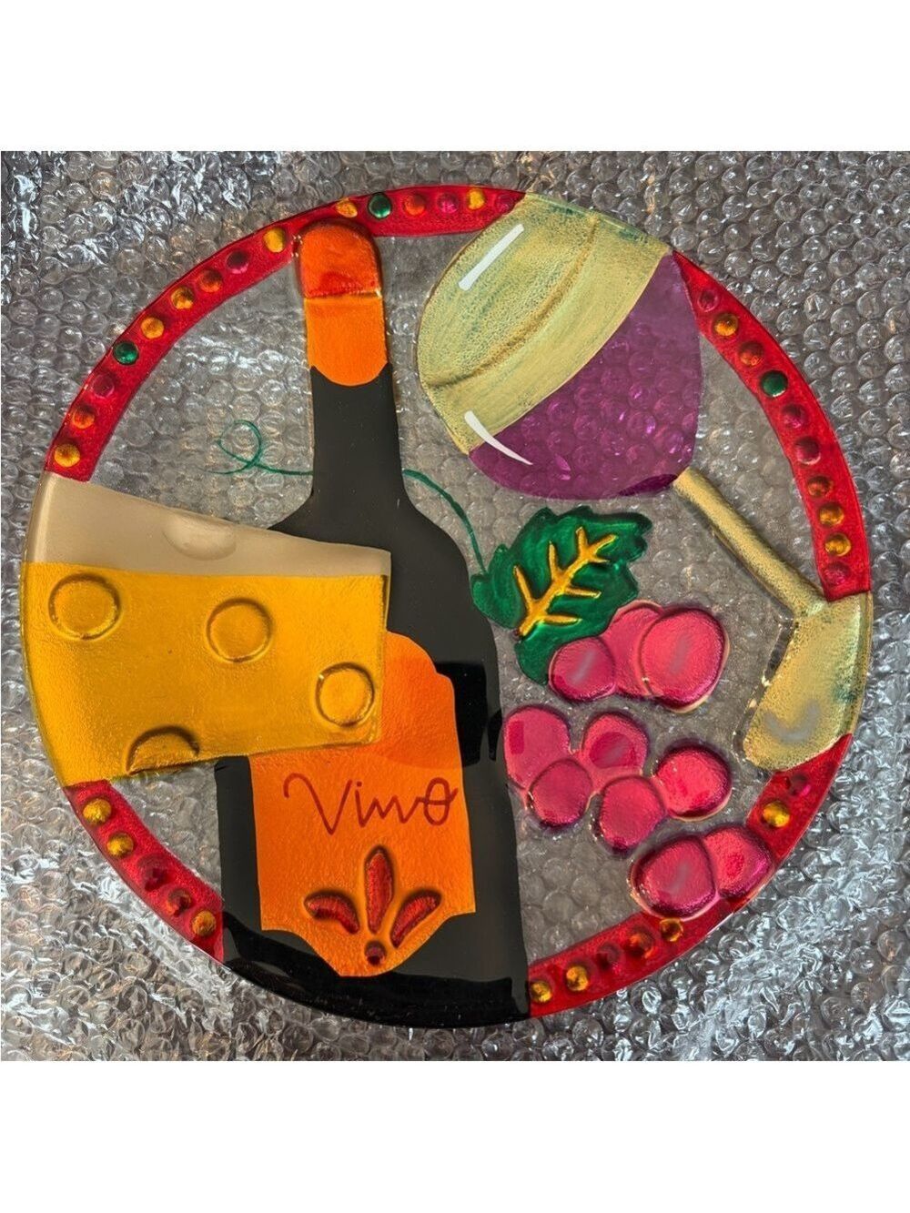 Silvestri Hand-Blown Vino Fusion Collection Decorative Plate by Lori Siebert